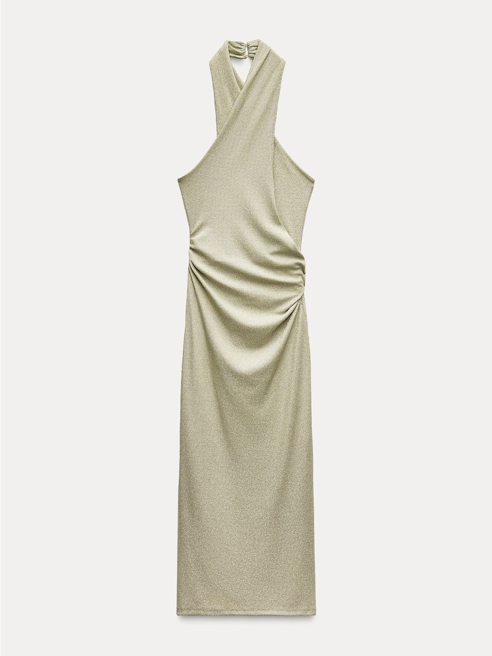 Zara Twist Halter Maxi Dress in Sage (XS)